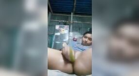 Desi village girl pleasures herself with a vegetable dildo and licks her pussy 4 min 20 sec