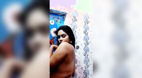 Busty Indian girl strips and shows off her big boobs in the bathroom for selfies 1 min 00 sec