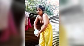 Desi girl takes a shower in an outdoor setting in this male MMS porn video 0 min 30 sec