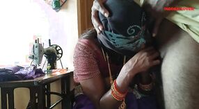 Indian wife gets naughty with a client during work break 5 min 20 sec