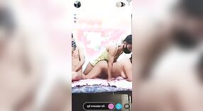 Desi threesome with blowjob, doggy style and hardcore sex on live cam 3 min 40 sec