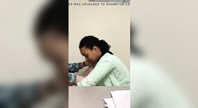 A white boss gets a blowjob from a black girl in the office 4 min 20 sec