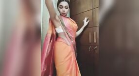 Gadis Bengali sing beaut ing sari nuduhake katrampilan striptease 0 min 40 sec