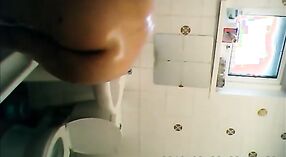 Beautiful girl with big breasts cleans the bathroom and shower while having sex 5 min 00 sec