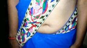 Indian aunty in blue sari gets down and dirty with her young lover 2 min 00 sec