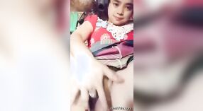 An Indian girl stimulating her hairless vagina 2 min 00 sec