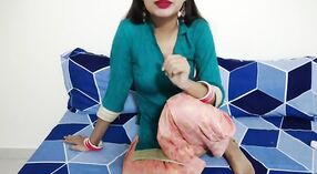 Seductive mature Indian housewife engages in steamy roleplay with a naive young man, featuring clear Hindi audio 4 min 20 sec